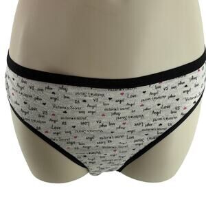 Victoria's Secret Black Gray Angel Love VS Print Bikini Xlarge